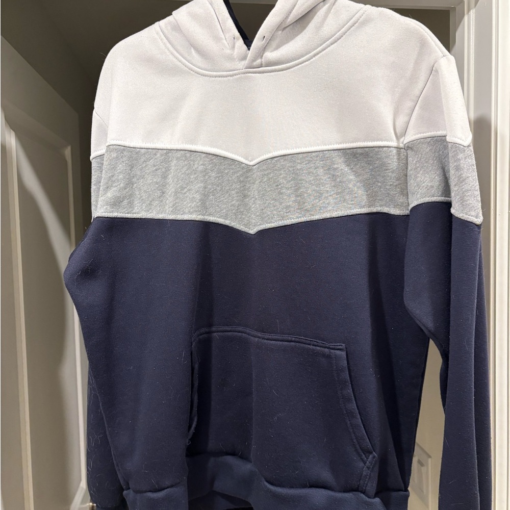 Men's Navy and Gray Colorblock Hoodie